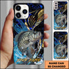 Joycorners Fishing Blue Honeycomb Splash Art Personalized Name Phone Case (10 Fish Species)