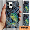 Joycorners Fishing Dark Hexagon Pattern Dynamic Splash Personalized Name Phone Case (10 Fish Species)