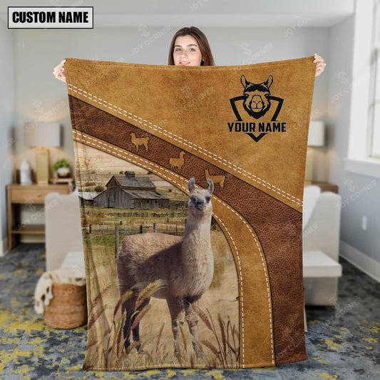 Joycorners Custom Name Llama Brownie Background Blanket