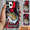 Joycorners Fishing Red Black Abstract Lightning Splash Personalized Name Phone Case (10 Fish Species)