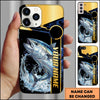 Joycorners Fishing Black Gold Tech Frame Water Splash Personalized Name Phone Case (10 Fish Species)