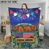 Joycorners Cows on Farm Truck with American Flag Fireworks Rustic Country Style Personalized Name 3D Blanket (8 Breeds)