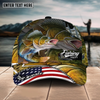 Joycorners Fishing Fishing Make Me Happy Skinfish Flag Of US Sport Pattern Personalized Name 3D Cap (11 Breeds)