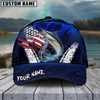 Joycorners Fishing Dark Blue Scratch American Flag Pattern Sport Pattern Personalized Name 3D Cap (11 Breeds)