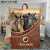 Joycorners Horse Three Horses on Countryside Farm Leather Weave Border Personalized Name 3D Blanket (8 Breeds)