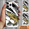 Joycorners Fishing Black White Abstract Brush Strokes Personalized Name Phone Case (10 Fish Species)