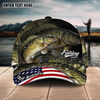 Joycorners Fishing Fishing Make Me Happy Skinfish Flag Of US Sport Pattern Personalized Name 3D Cap (11 Breeds)