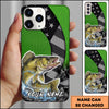 Joycorners Fishing Neon Green Honeycomb Wave Splash Personalized Name Phone Case (10 Fish Species)
