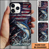 Joycorners Fishing USA Flag Splash Patriotic Art Personalized Name Phone Case (10 Fish Species)