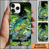 Joycorners Fishing Neon Green Honeycomb Water Splash Personalized Name Phone Case (10 Fish Species)