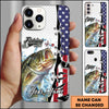 Joycorners Fishing American Flag Patriotic Water Splash Personalized Name Phone Case (10 Fish Species)
