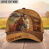 Joycorners Jesus Embracing Horse Farm Scene Western Leather Art Personalized Name Cap (8 Breeds)