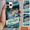 Joycorners Fishing Teal Honeycomb Water Burst Personalized Name Phone Case (10 Fish Species)