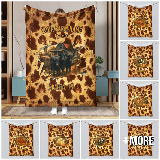 Joycorner Personalized Farm Name Rustic Cattle Blanket (9 Breeds)