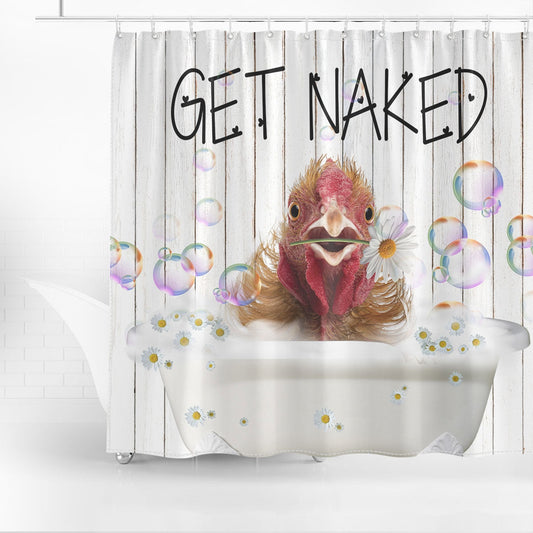 Joycorner Chicken Get Naked Daisy Shower Curtain