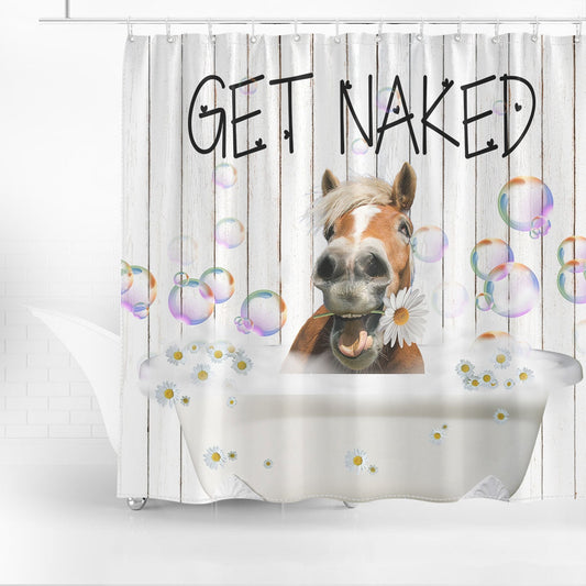 Joycorner Horse Get Naked Daisy Shower Curtain
