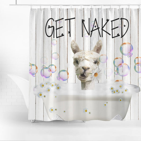 Joycorner Llama Get Naked Daisy Shower Curtain