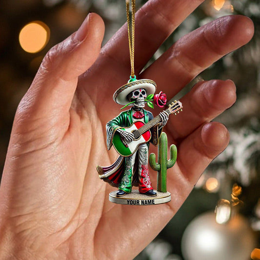 Joycorners Skull Musican Home Decor Christmas Ornament, Personalized Ornament 2D Flat LM2211