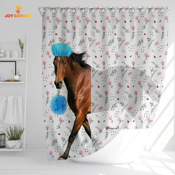 Joycorners Horse Flower 3D Shower Curtain