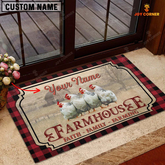 Joycorners Chicken Faith Family Farming Custom Name Doormat