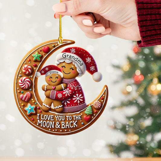 Joycorners I Love You To The Moon And Back Home Decor Christmas Ornament, Personalized Ornament 2D Flat LM2211