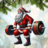 Joycorners Custom Name Gym Work Out Santa Ornament, Gymnastics Christmas Gift8 2D Flat LM2211