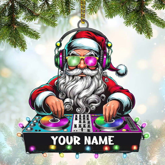 Joycorners DJ Santa Ornament, Personalized Ornament 2D Flat LM2211