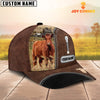 Joycorners Red Angus Leather Zip Pattern Customized Name Cap