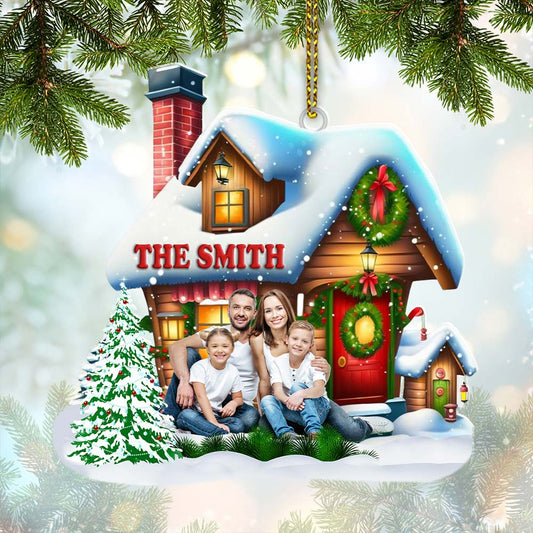 Joycorners Custom Name and Photo Family Ornament, Family Christmas Decoration 2D Flat LM2211