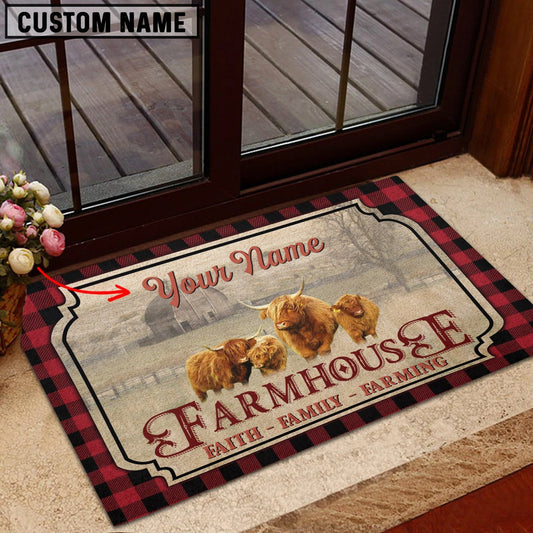 Joycorners Miniature Highland Faith Family Farming Custom Name Doormat