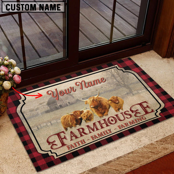 Joycorners Miniature Highland Faith Family Farming Custom Name Doormat
