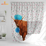 Joycorners Highland Cattle Flower 3D Shower Curtain