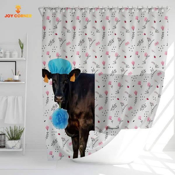 Joycorners Black Angus Flower 3D Shower Curtain