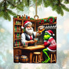 Joycorners Santa And ELF Bar Christmas Ornament, Personalized Ornament 2D Flat LM2211