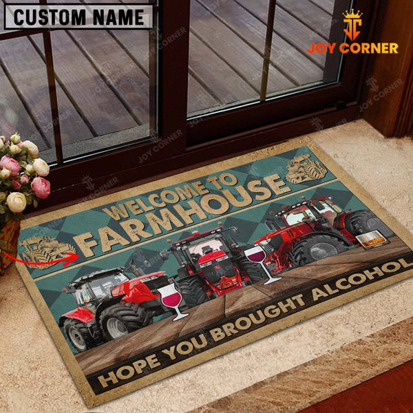 Joycorners Red Tractor Hope You Bought Alcohol Custom Name Doormat