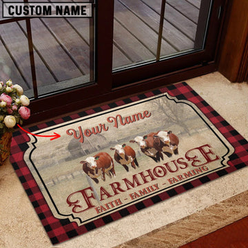 Joycorners Hereford Faith Family Farming Custom Name Doormat