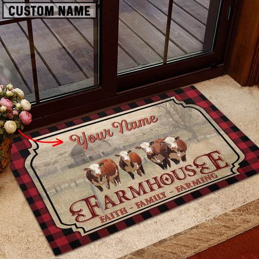 Joycorners Hereford Faith Family Farming Custom Name Doormat