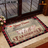 Joycorners Pig Faith Family Farming Custom Name Doormat
