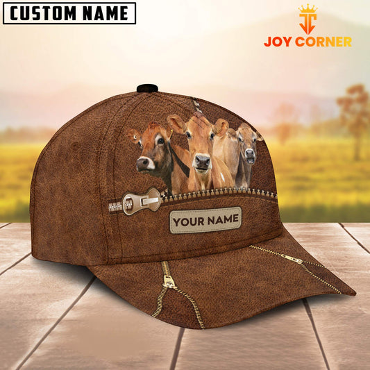 Joycorners Jersey Cattle Zipper Pattern Customized Name Cap