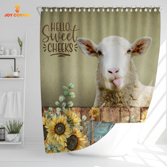 Joycorners Goat Hello Sweet Cheeks 3D Shower Curtain