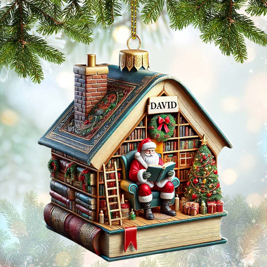 Joycorners Santa Book Store Christmas Ornament, Personalized Ornament 2D Flat LM2211