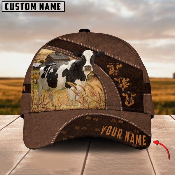 Joycorners Holstein Cattle Leather Pattern Customized Name Cap