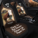 Joycorners Hereford Personalized Name Black And Brown Leather Pattern Car Seat Covers Universal Fit (2Pcs)