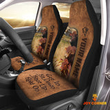 Joycorners Beefmaster Happiness Personalized Name Leather Pattern Car Seat Covers Universal Fit (2Pcs)