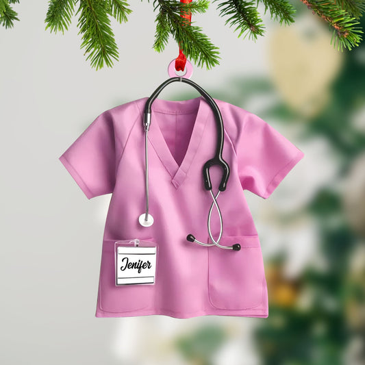 Joycorners Custom Ornament, Nurse Shirt Shape Ornament, Christmas Decor 2D Flat LM2211