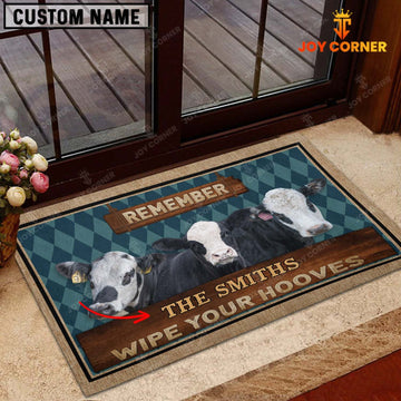 Joycorners Black Baldy Wipe Your Hooves Custom Name Doormat