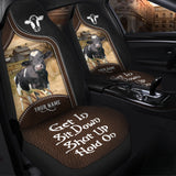 Joycorners Holstein Personalized Name Black And Brown Leather Pattern Car Seat Covers Universal Fit (2Pcs)