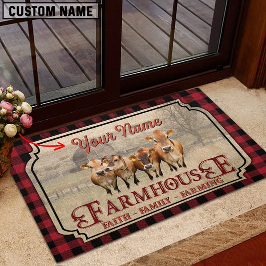 Joycorners Jersey Faith Family Farming Custom Name Doormat