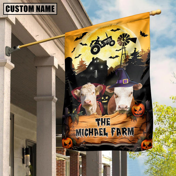 Joycorners Farm Hereford Halloween Custom Name 3D Flag