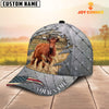 Joycorners Steel Pattern Red Angus Customized Name Cap